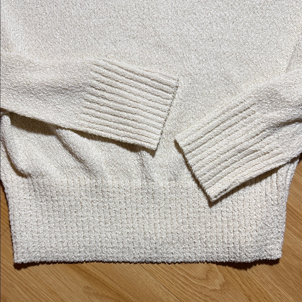 NWT Stitch & Feather Cream Sweater Boatneck Waist Length Size Small - Picture 3 of 6